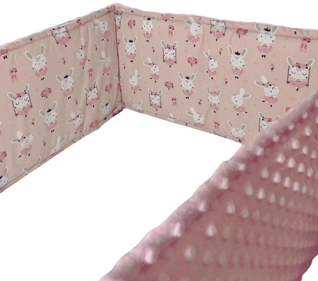 INTERMEDIC SK Mantinel do postieľky Zajačik ružový / minky ružová – 180x30 cm