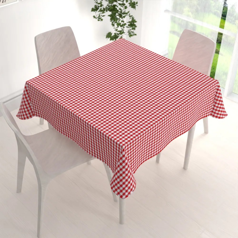 Biante Bavlnený štvorcový obrus Olivia OL-008 Červeno-biela kocka malá 90x90 cm