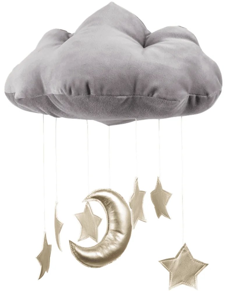 Dekorativní obláček šedá se zlatem 26x37x44cm