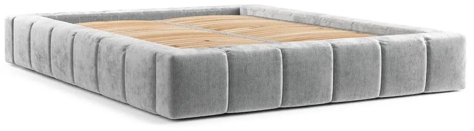 Svetlosivá čalúnená dvojlôžková posteľ s úložným priestorom s roštom 160x200 cm Aruba L – Maison de Rêve