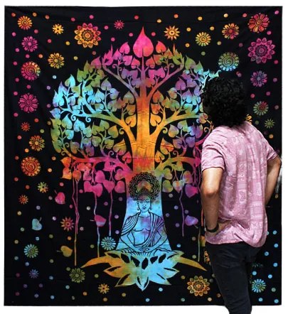 Bavlnená prikrývka na posteľ - Bodhi Strom (jednolôžková)