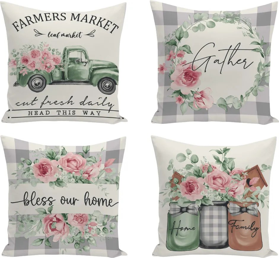 XPOSE® Set obliečok na vankúš FARMÁR 43x43 cm - set 4 ks