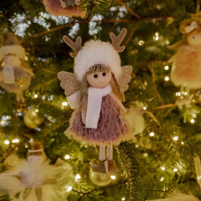 Vianočná ozdoba PLYS ružová bábika 800547