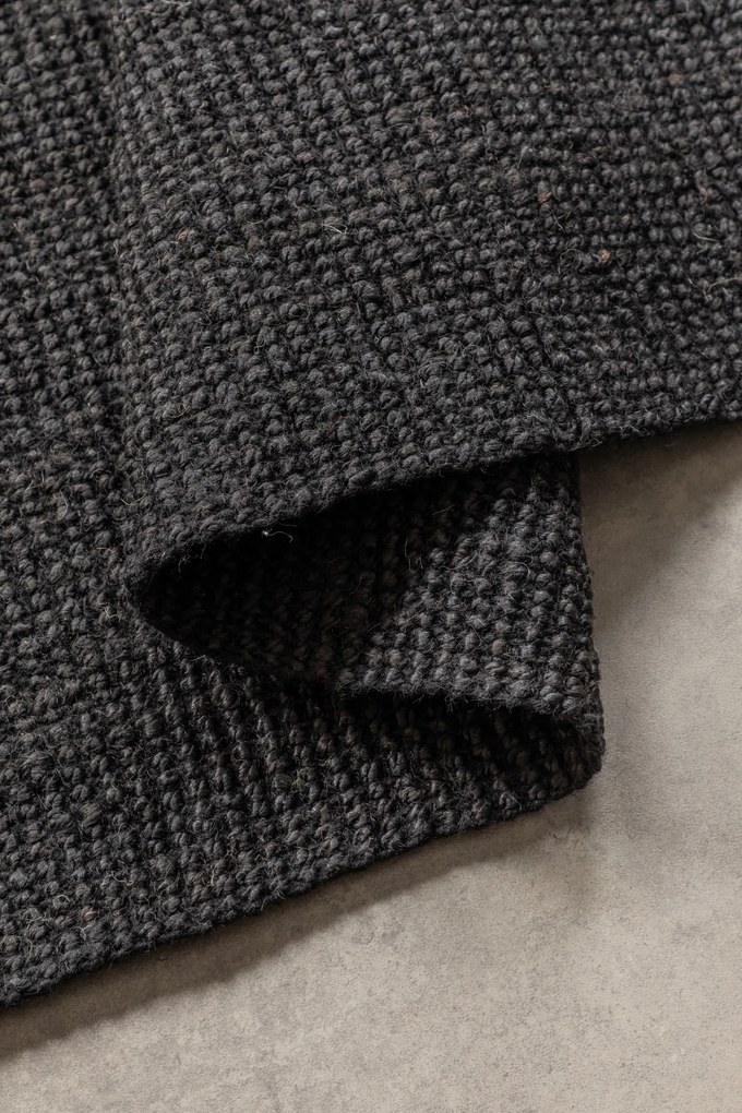 Hanse Home, Koberec behúň Bouclé Jute 105976 Black, 80x200, čierna, chodba / predsieň
