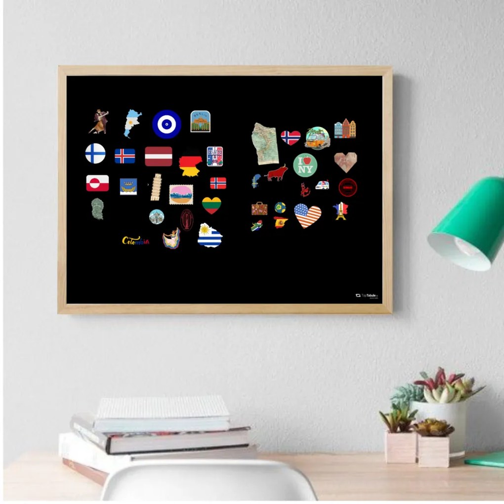 Toptabule.sk MTDRC Čierna tabuľa na magnetky v drevenom prírodnom ráme 90x60cm /