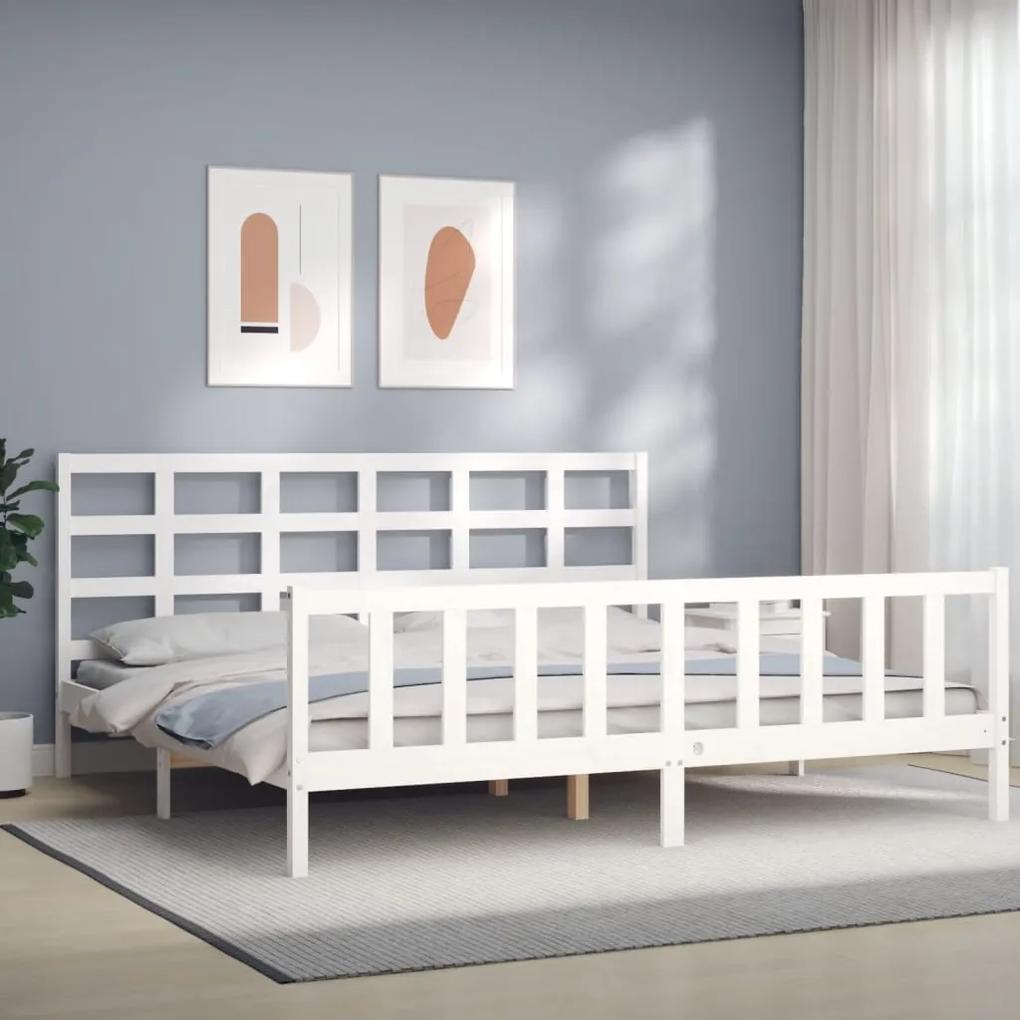 Rám postele s čelom biely 180x200 cm masívne drevo 3192117