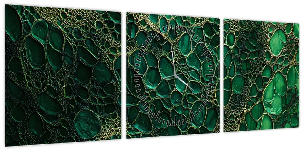 Obraz - Zelený mikroskopický záber (s hodinami) (90x30 cm)