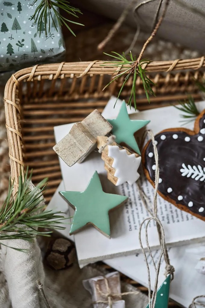 IB Laursen Závesná vianočná ozdoba z mangového dreva MINI TREE biela
