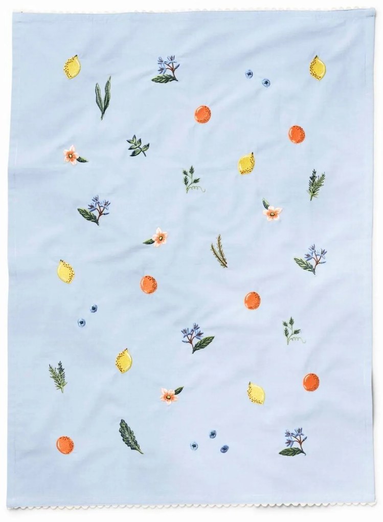 Rifle Paper Co. Bavlnená utierka Fruit Stand Embroidered