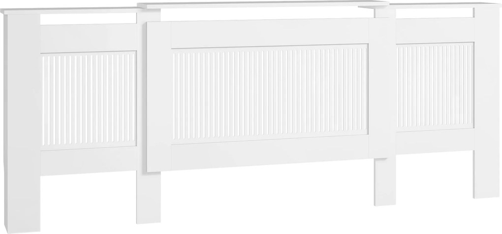 HOMCOM Rozťahovací Kryt Radiátora s Policou, Latami, Kryt Radiátora 125-201 x 19 x 81,5 cm Biela | Aosom