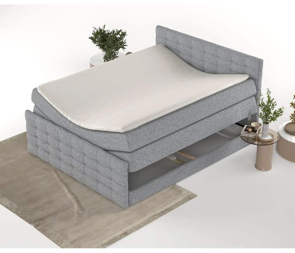 Sivá boxspring posteľ s úložným priestorom 180x200 cm Blend – Maison de Rêve