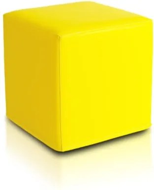 Sedací vak taburetka Block kocka žltá ekokoža