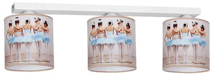 Detské stropné svietidlo Ballerina, 3x plastové tienidlo so vzorom, w