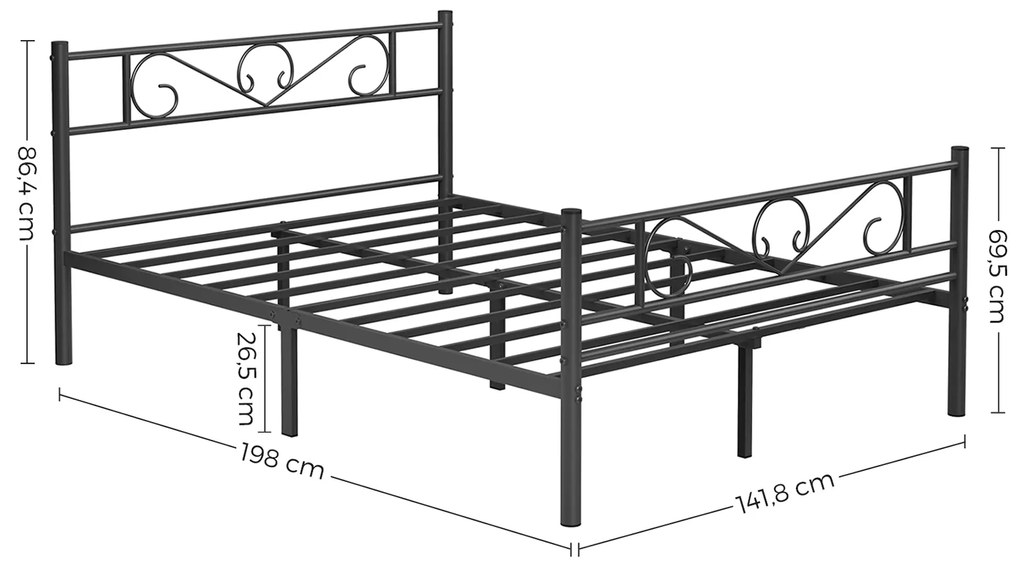 Rám dvojlôžkovej postele 198 x 141,8 x 86,4 cm VASAGLE RMB063B01