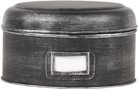 Čierna kovová dóza LABEL51 Antigue, ⌀ 21,5 cm