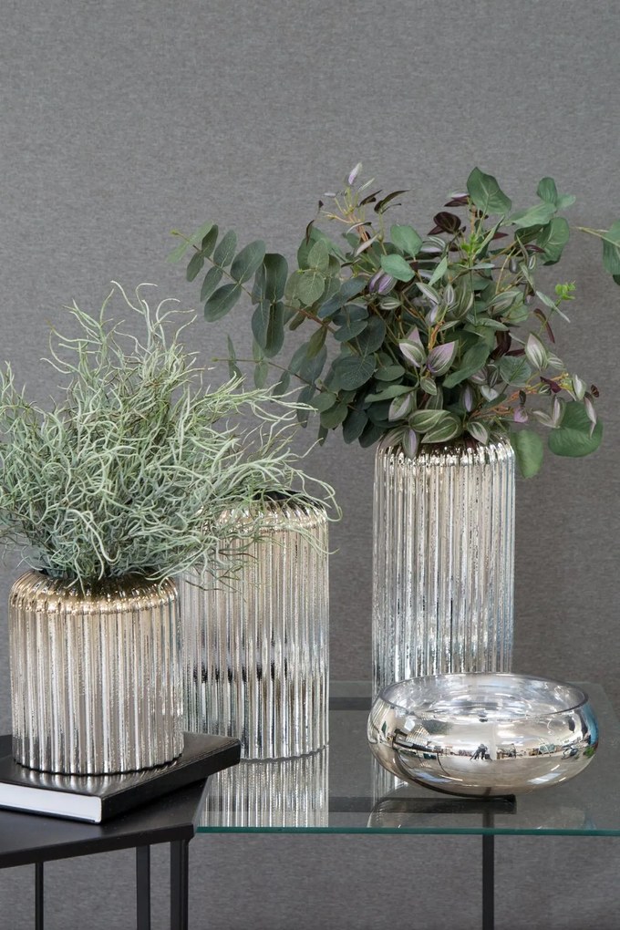 SKLENENÁ VÁZA NELA2 (02) (FI) 15X25 CM STRIEBORNÁ