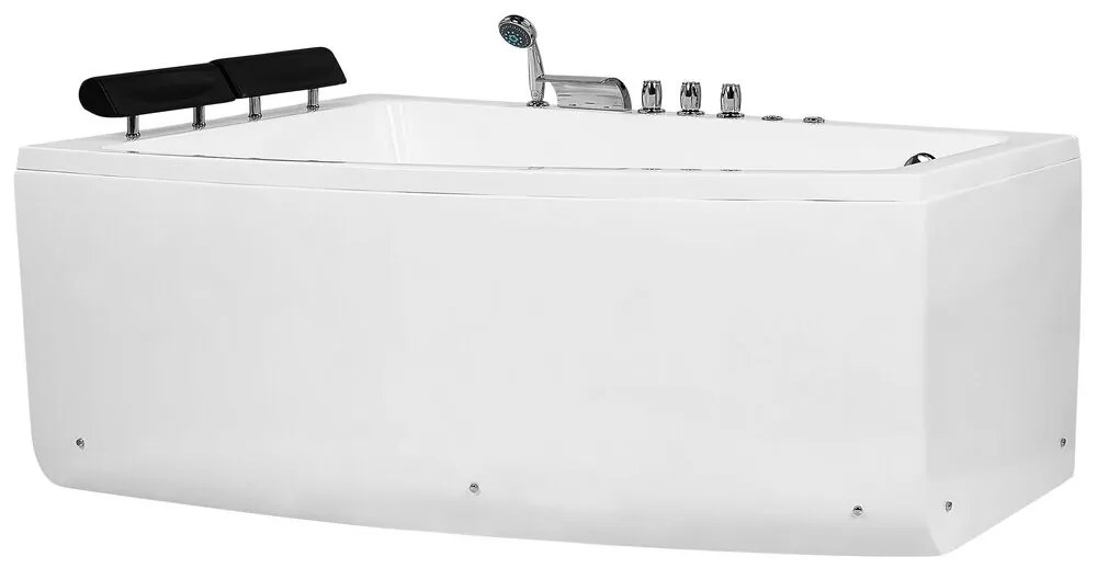 Vírivá rohová vaňa s LED osvetlením pravostranná 182 x 122 cm biela SERRANA Beliani