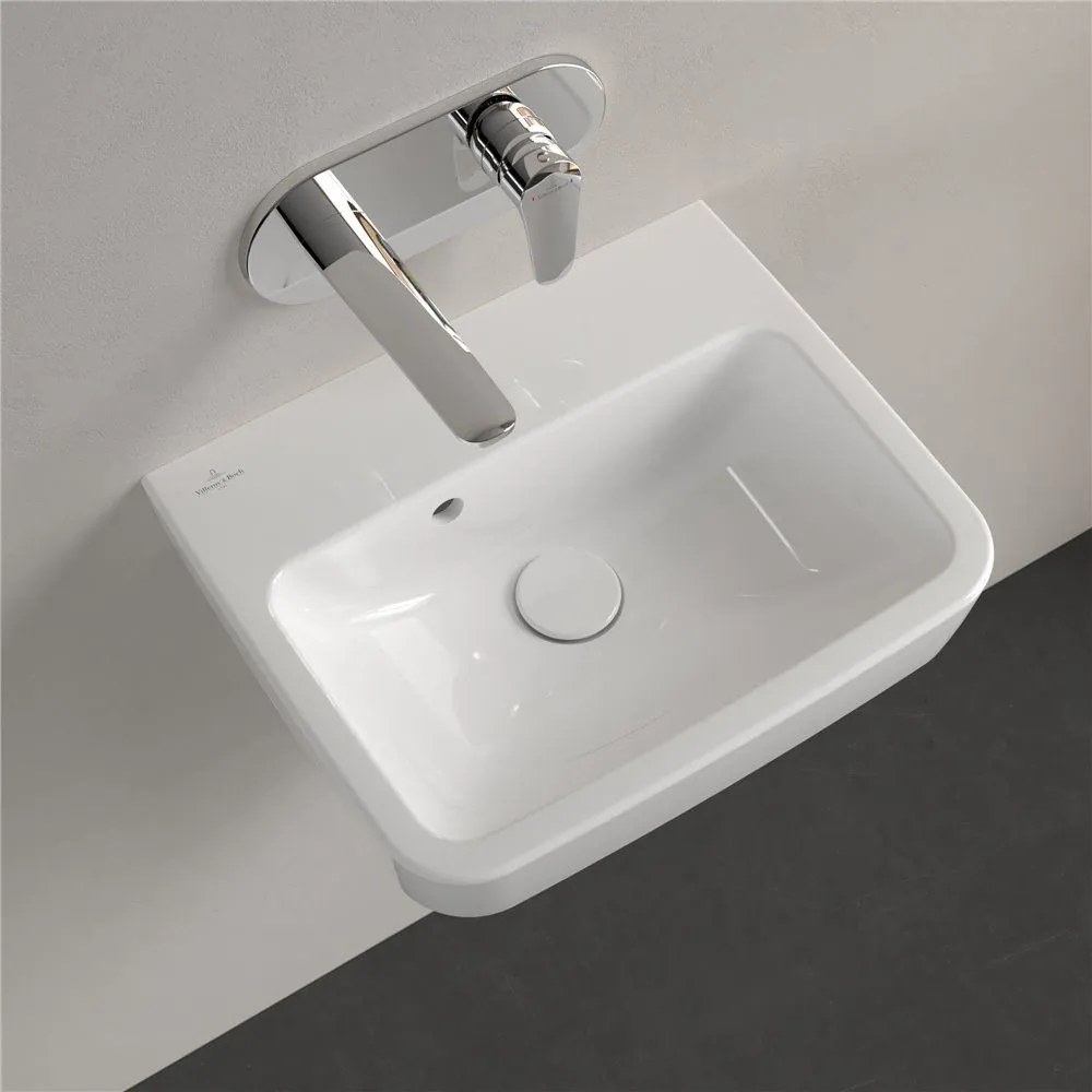 VILLEROY & BOCH O.novo závesné umývadielko bez otvoru, s prepadom, 450 x 370 mm, biela alpská, s povrchom AntiBac a CeramicPlus, 434447T2