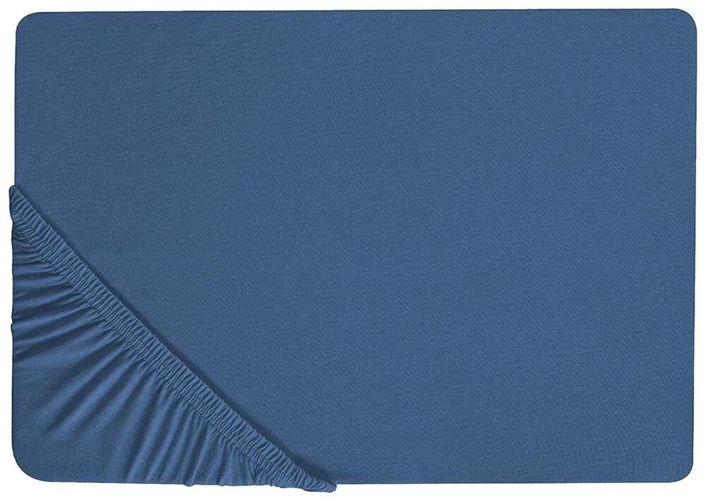 Bavlnená posteľná plachta 160 x 200 cm modrá JANBU Beliani