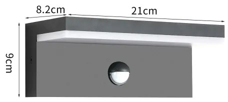 Brilagi-LED Vonkajšie nástenné svietidlo so senzorom TESSI LED/10W/230V antracit IP54