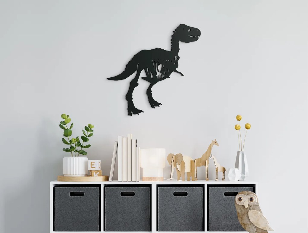 drevko Detská nálepka na stenu Kostra dinosaura Rozmer obrazu: 32 x 32,5 cm, Farba dekorácie: Čierna