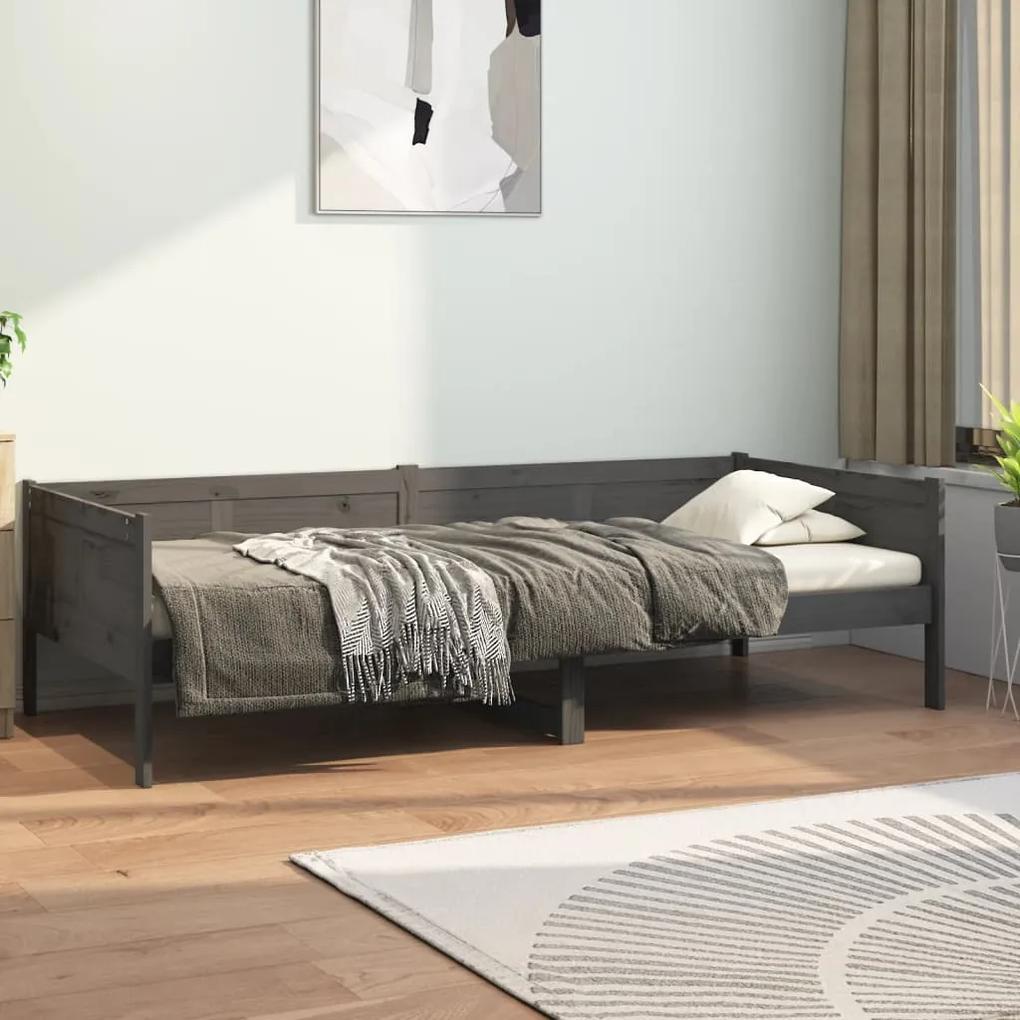 Denná posteľ sivá borovicový masív 90x190 cm