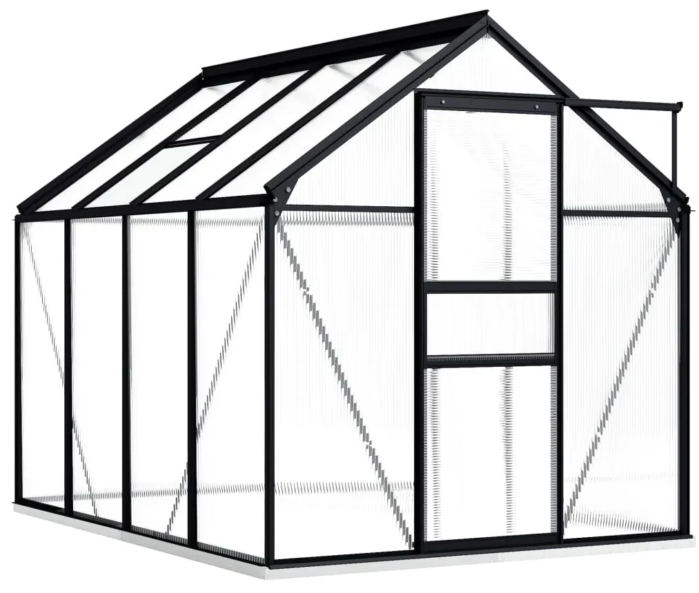 vidaXL Skleník s podkladovým rámom, antracitový, hliník 4,75 m²