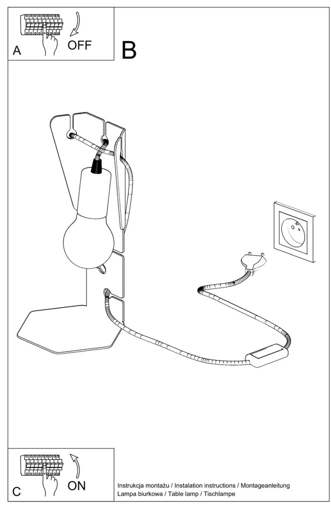 Stolná lampa Arby, biele telo svietidla