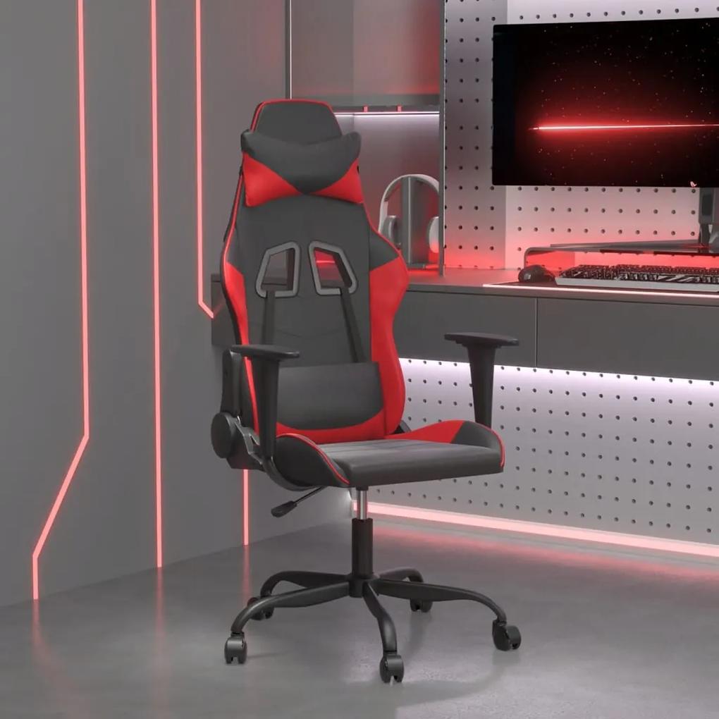 Masážna herná stolička čierna a červená umelá koža 345400