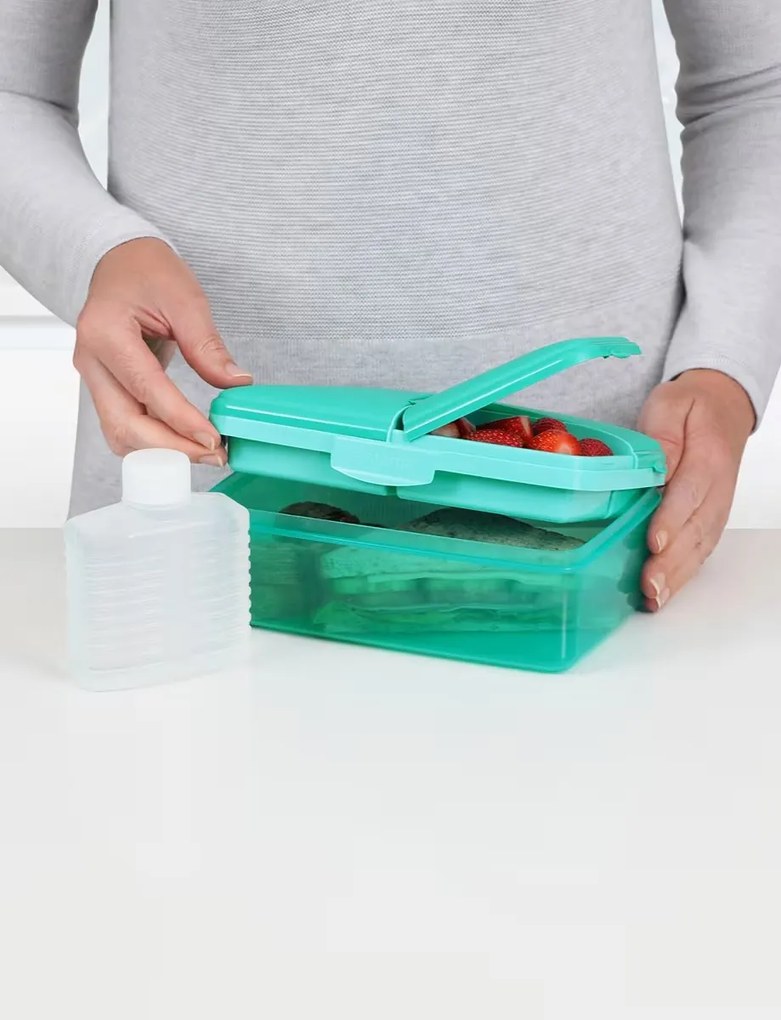 Box na desiatu/obed s priehradkami aj fľaštičkou, 1,5l - mix farieb Farba škatuliek SISTEMA: Modrá