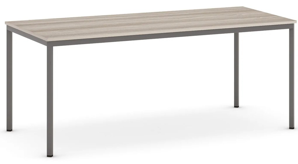 Jedálenský stôl, 180x80 cm, tmavo sivá podnož, dub prírodný