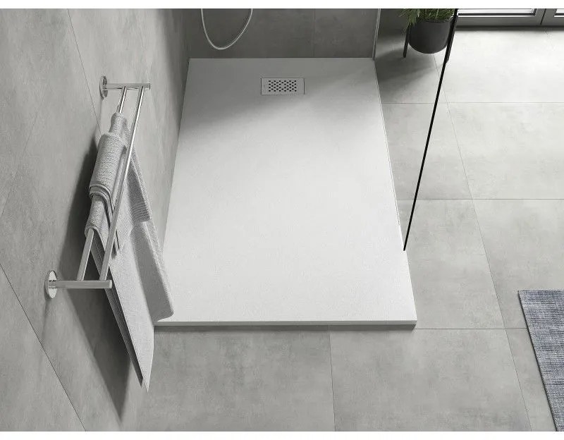 Mexen Hugo, obdĺžniková sprchová vanička SMC 150 x 80 cm, biela, oceľová krytka, 42108015-X