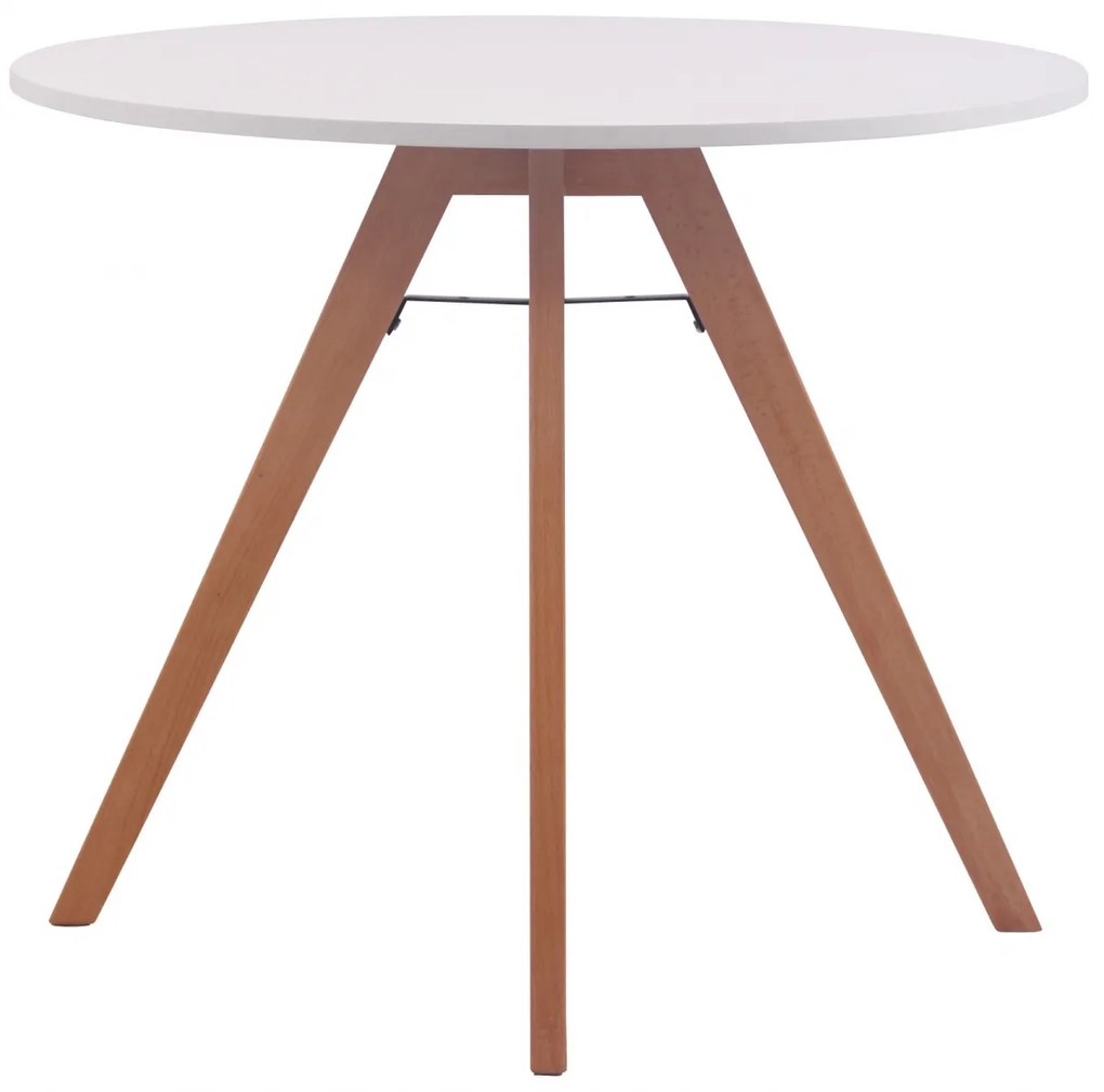 Jedálenský stôl okrúhly Viktor 90, nohy natura - v75 x Ø90 cm - Biela