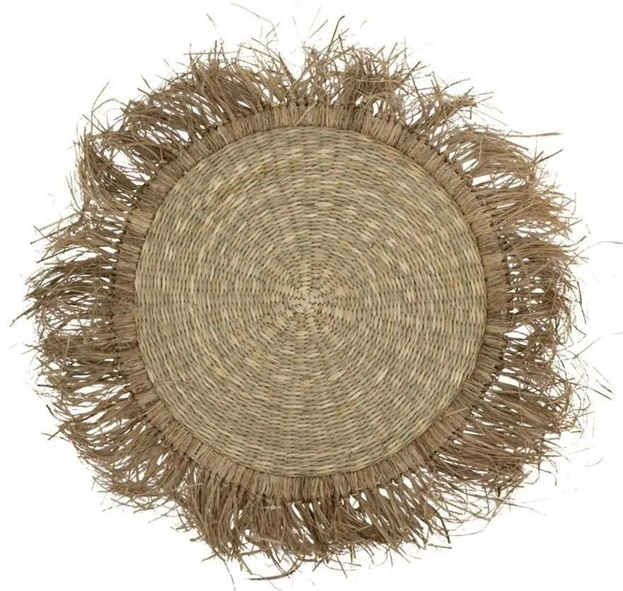 Prírodné guľatý koberec z morskej trávy so strapcami - Ø 90cm