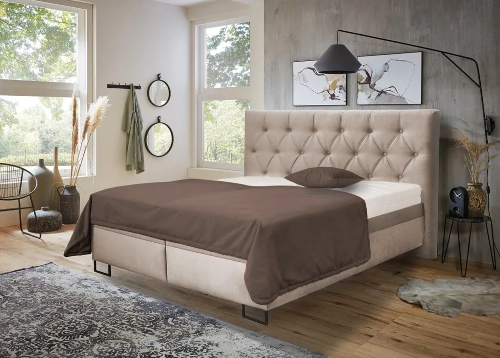 Posteľ Amy 180x200 cm, béžová latté látka