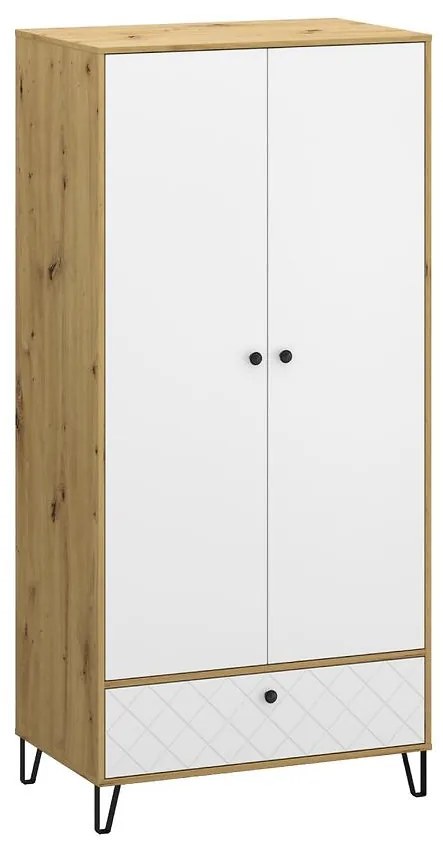 Skriňa Sorrento F 2d1s Dub Artisan/Biely