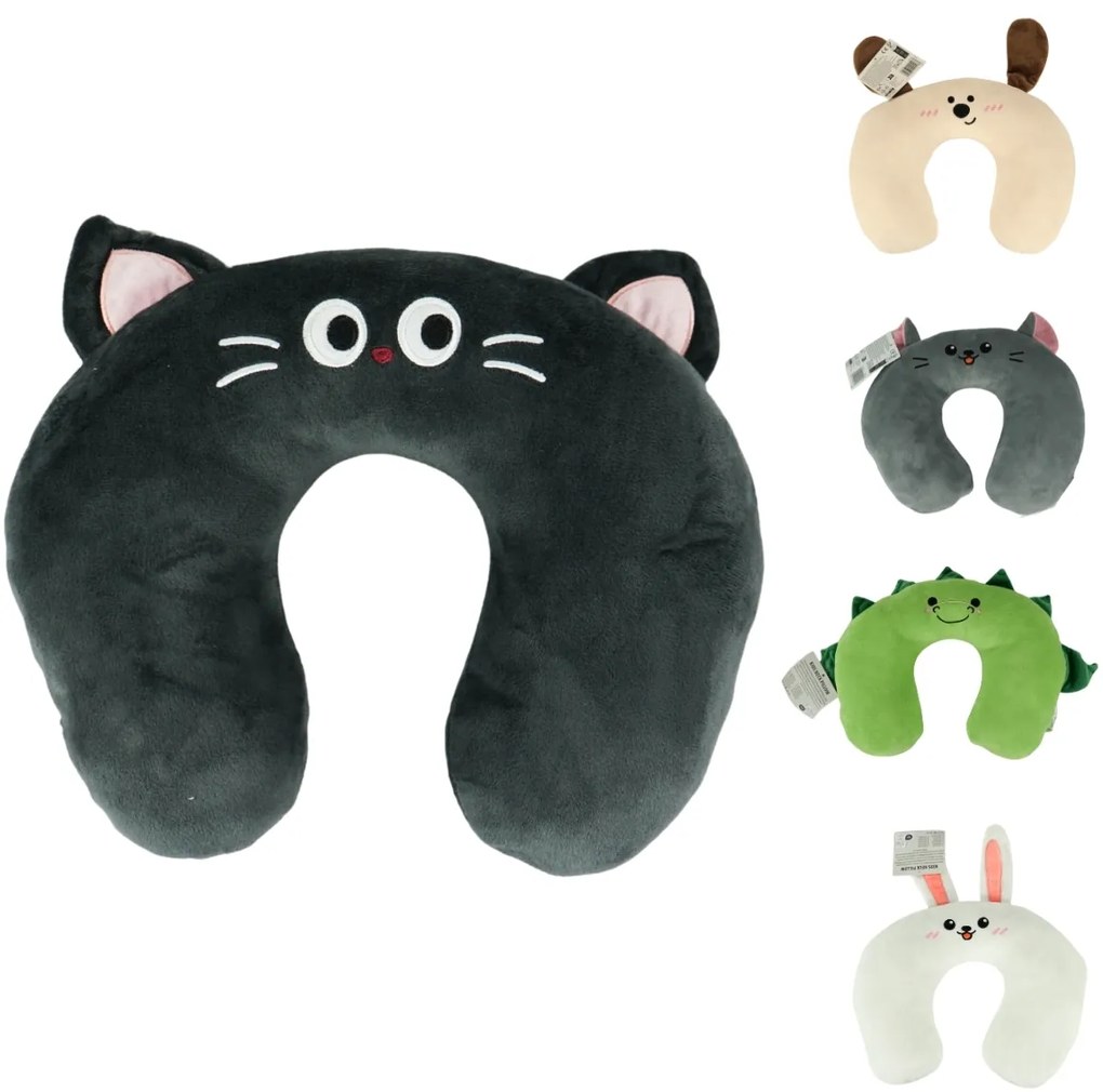 Cestovný vankúšik TRAVEL FRIENDS 33x25 cm plyšový - viac farieb Farba: Sivá