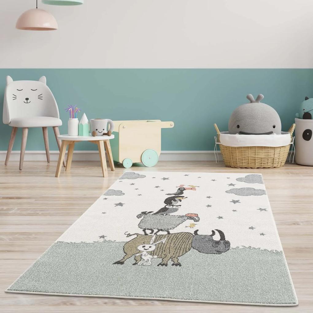 Roztomilý detský koberec na hranie so zvieratkami