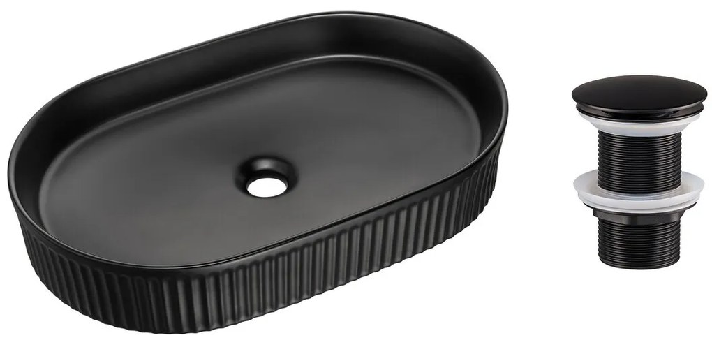 Súprava keramického umývadla s výpustom Beyond 3 56 cm čierna