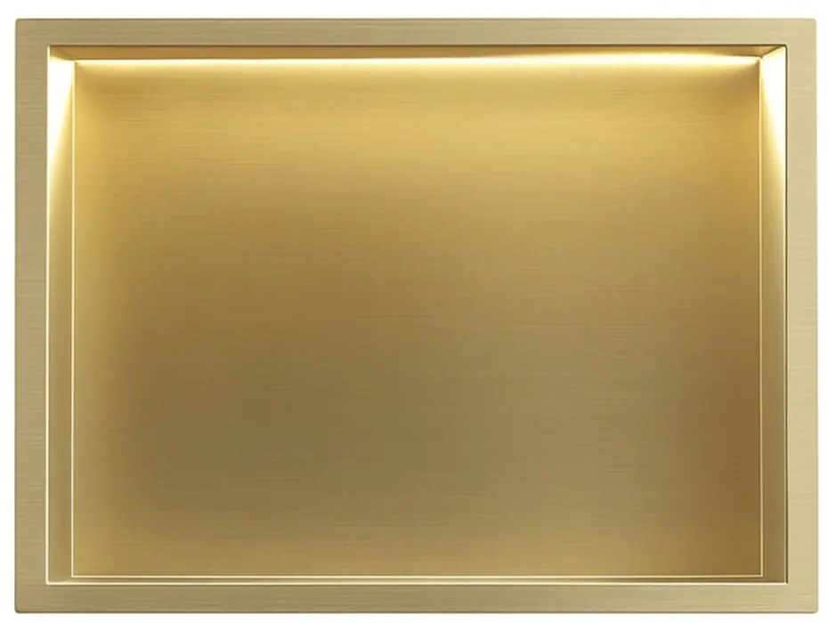 Rea Rea, LED polička na zapustenie 45x30x10 cm, 12W, 3000K, zlatá matná, REA-08545