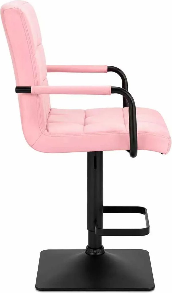 LuxuryForm DESIGN Barová stolička VERONA BLACK na čiernej hranatej podstave - ružová