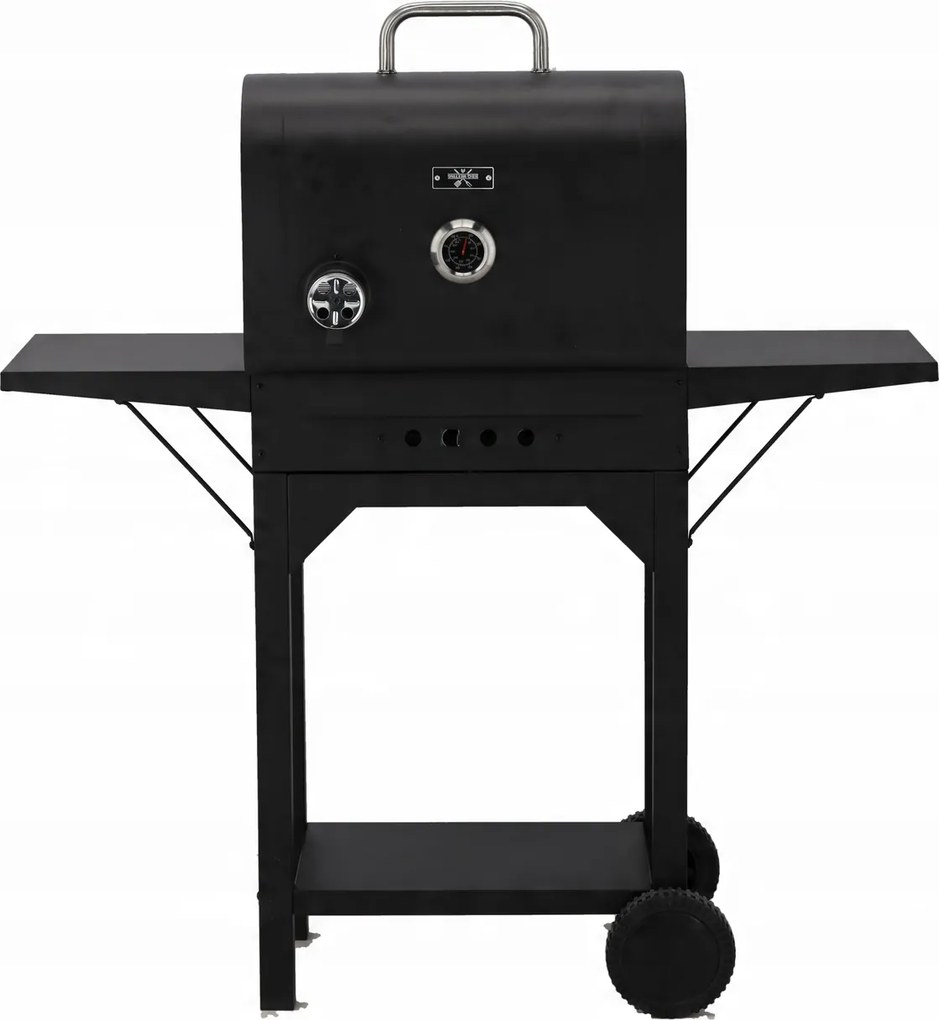 BBQ Meeting Gril na drevené uhlie s vekom, roštom a kolieskami *6049