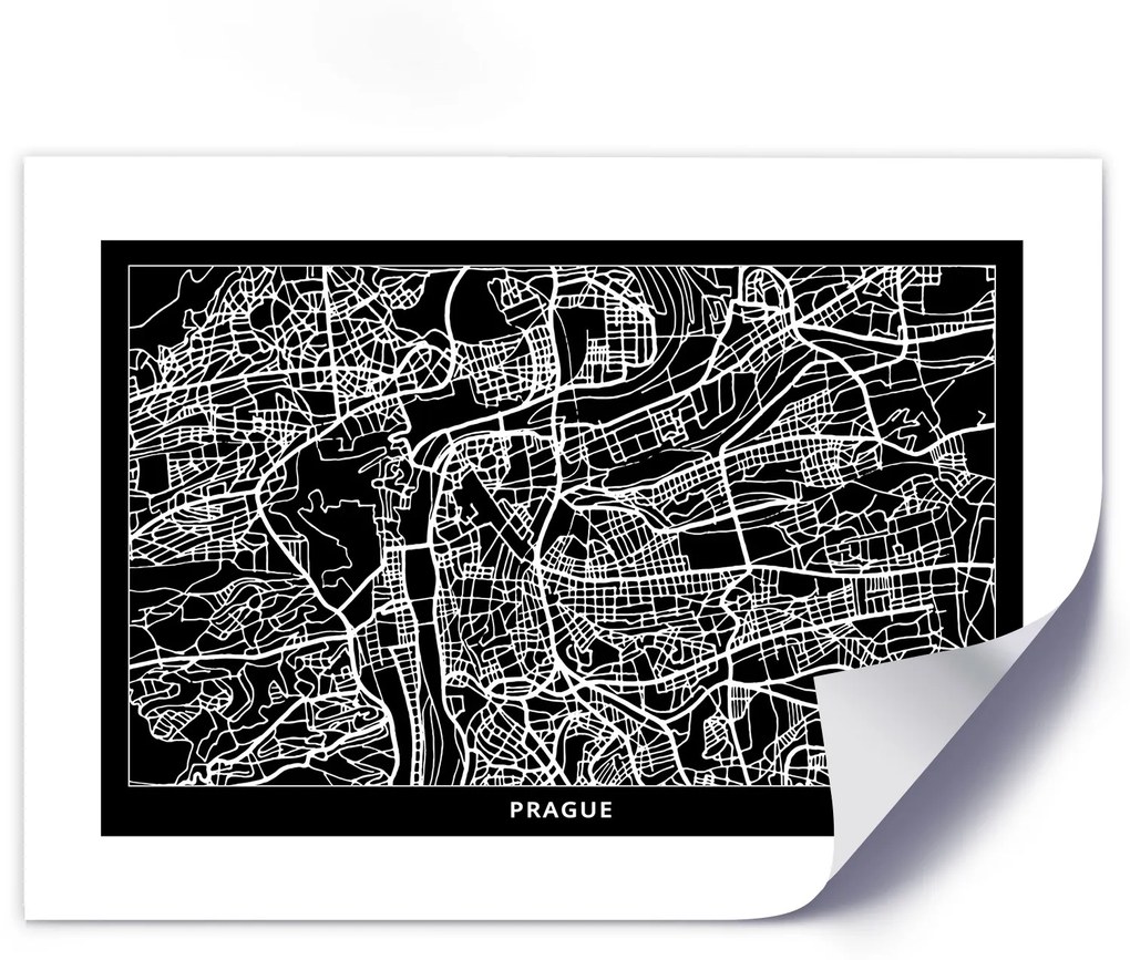 Gario Plagát City plan Prague Farba rámu: Bez rámu, Rozmery: 90 x 60 cm