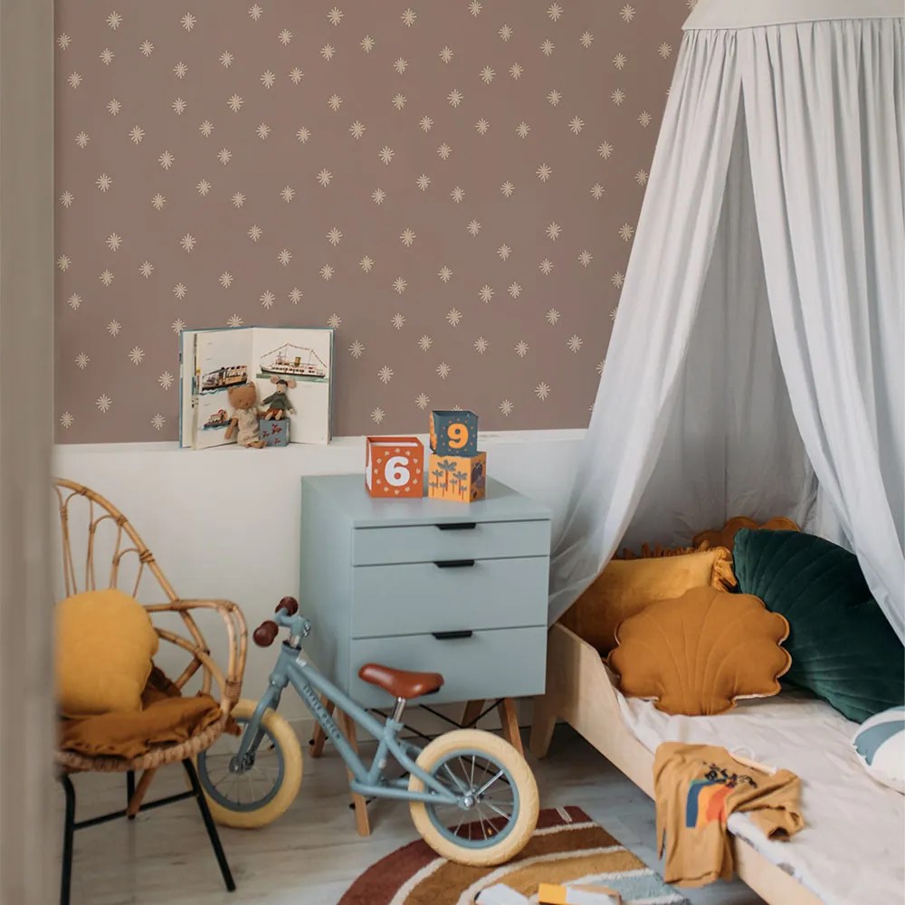 DEKORNIK Simple Irregulars Stars On Mocca Background - Tapeta