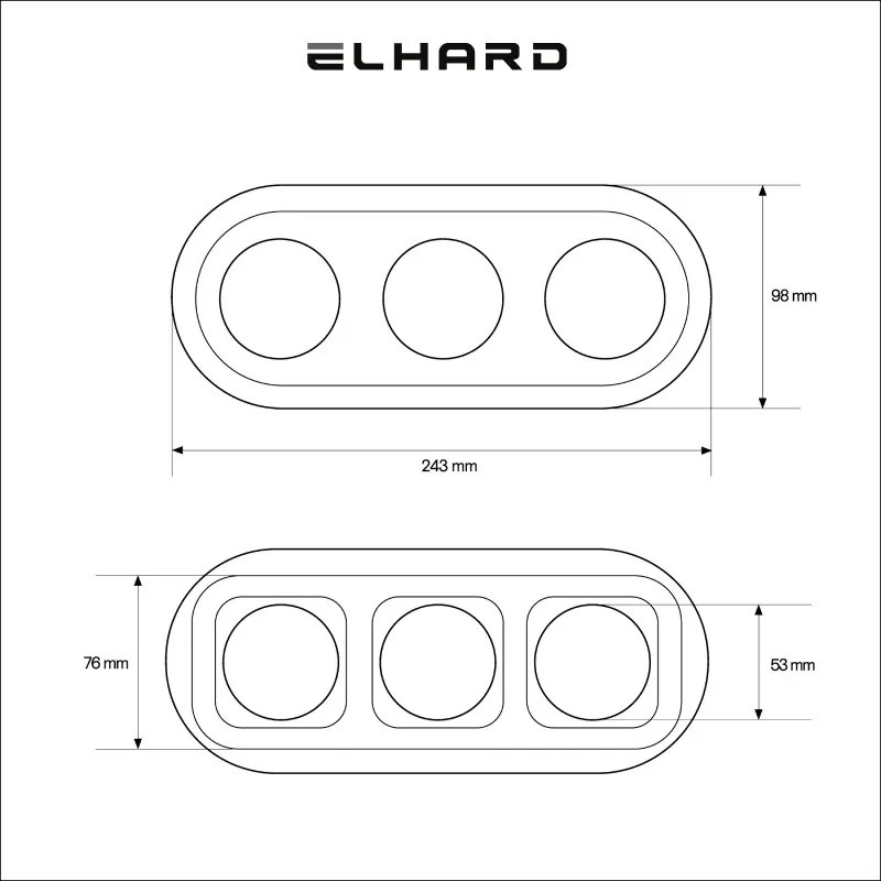 Elhard Veľký okrúhly keramický trojitý rámček, biely KV3003W