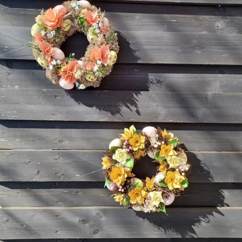 DECOLED Velikonoční věnec, 30 x 8 cm, růžové květy