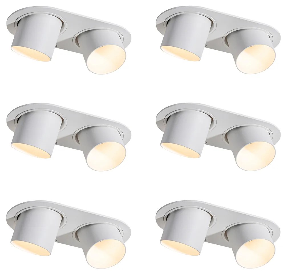 Sada 6 zapustených bodových svetiel biela GU10 50mm 2-svetlá - Installa