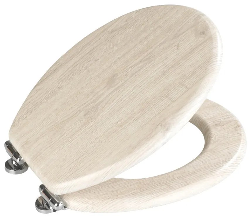 Svetlé WC sedadlo s jednoduchým zatváraním Wenko Oak, 43 × 37 cm
