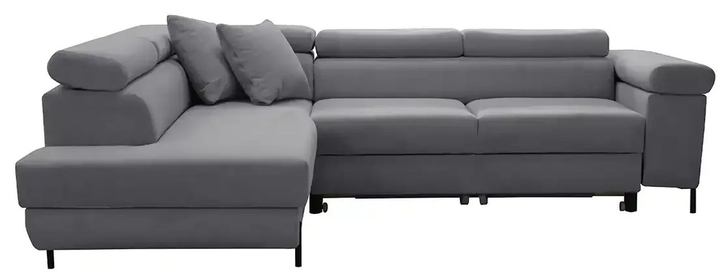 Rohová sedacia súprava s funkciou spania, vlnité pružiny SAMSUN, ľavá Tmavošedá