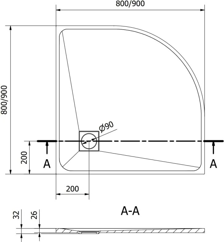 Mexen Bert polkruhový sprchový kút SMC 90 x 90 cm, biely - 4KR109090